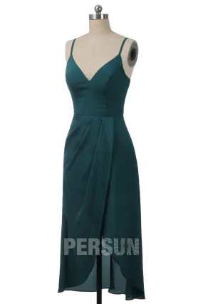 Robe verte pour soirée col V courte devant longue derrière - Robedesoireelongue.fr
